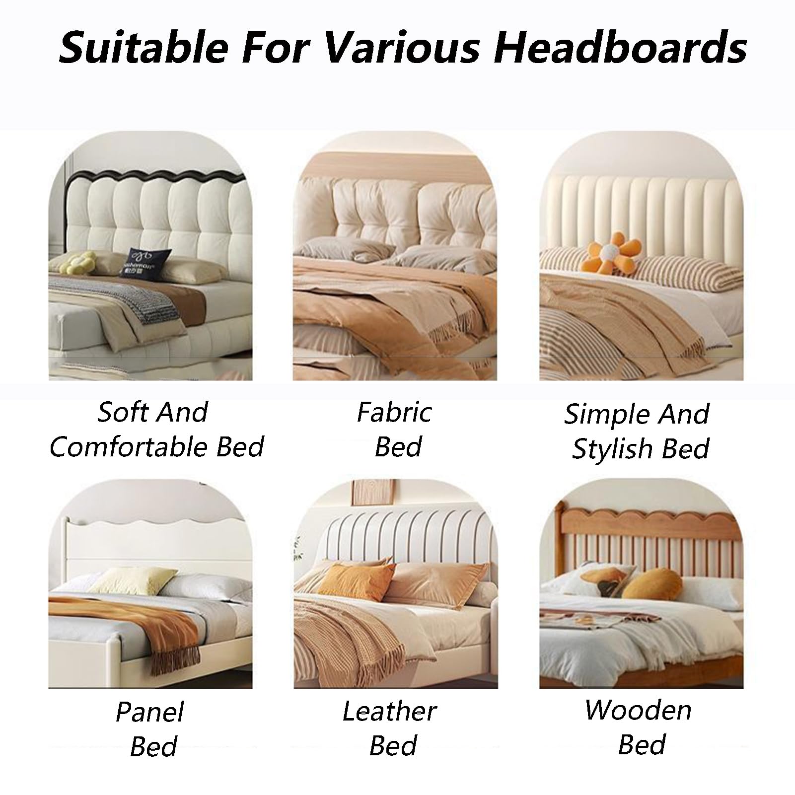 Funda para Cabecera, Todo Incluido Cubre Cabecera de Cama, Fundas Cabecero Gruesa Impermeable Acolchada y Elástica, para Camas Individuales, Matrimoniales y King,Off White,100cm