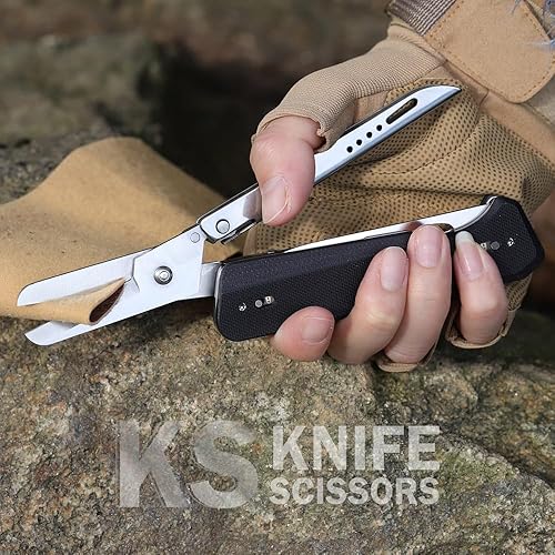 Miniatura 2 de Roxon S501U Tijeras de bolsillo plegables y hoja de cuchillo reemplazable con clip para cinturón, multiherramienta 2 en 1 para exteriores, camping,