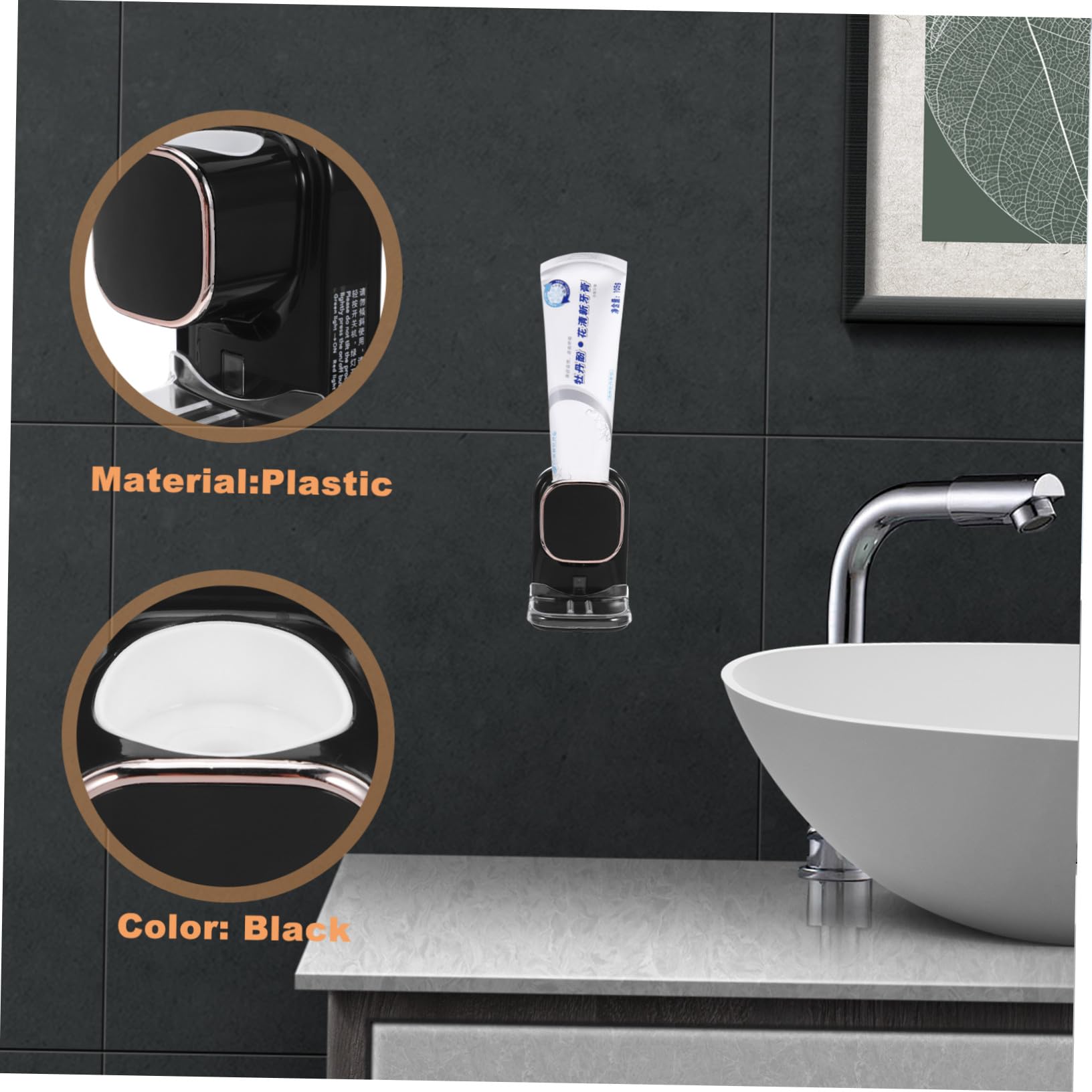 Yardwe Dispenser Automatico di Dentifricio Elettrico a Muro Sensore per Applicazione Manuale, Nero
