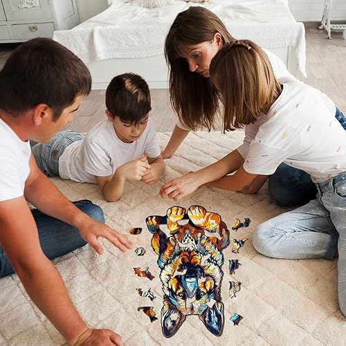 Miniatura 2 de Rompecabezas de madera para adultos, rompecabezas de perro pastor alemán con formas de animales únicas, rompecabezas de madera con caja de