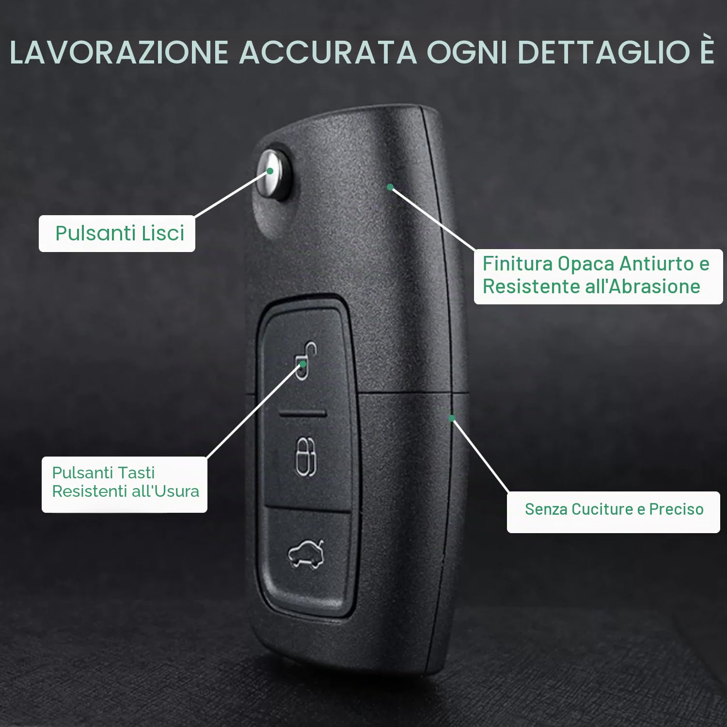 Heart Horse Guscio Chiave Telecomando 3 Tasti Pieghevole 433 MHz 4D63 per Fiesta Focus Mondeo MK4