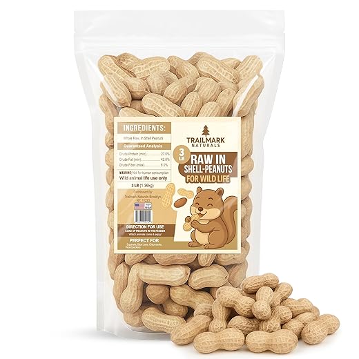3 LB - Raw Peanuts For Squirrels, Raw In Shell Peanuts For Birds and Wildlife- Squirrel Food, Wild Bird Seed - Grown in The USA