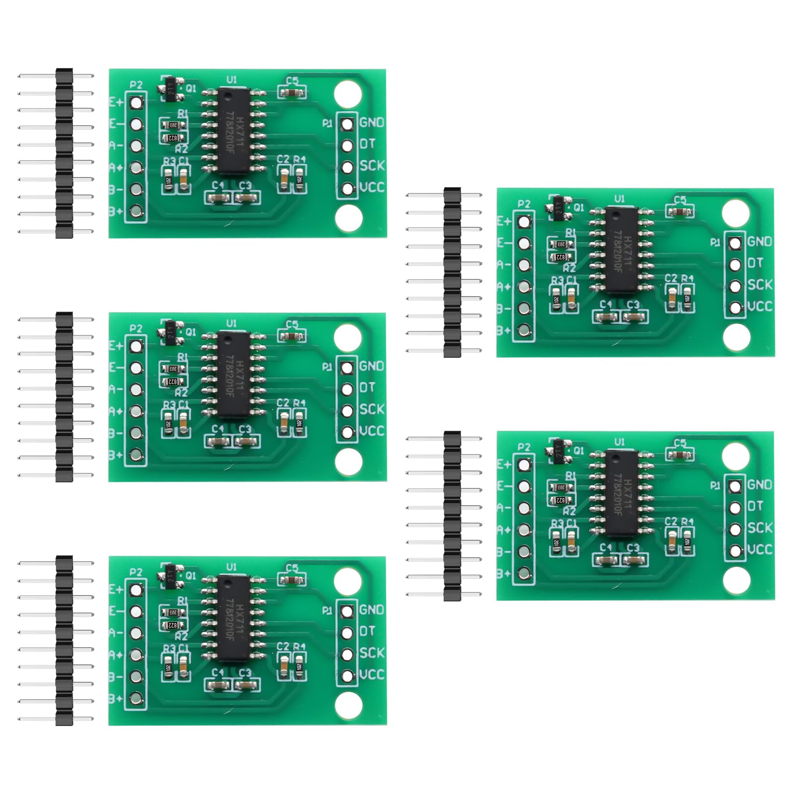 HX711 Weighing Sensor Moduli Binghe 5 Pezzi HX711 Modulo Sensore di Pesatura 24 Bit A/D Modulo sensore di pesatura ad alta precisione HX711 Compatibile con Arduino