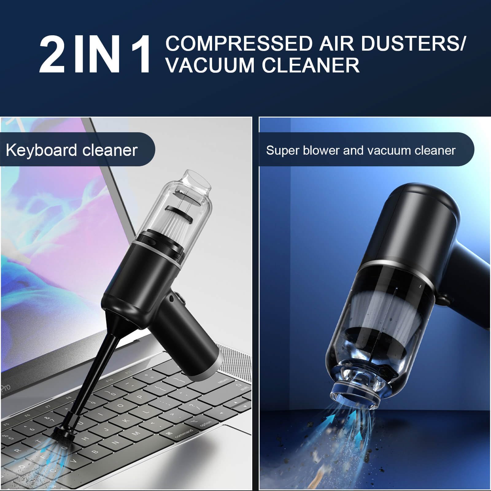 EBUYFIRE aspiradora de coche,Soplador de Polvo Eléctrico y Mini Aspirador 2 en 1,aire comprimido limpieza pc,limpiador teclado, aspirador soplador de mano potente, para Ordenador,Coche, Oficina,Sofá.