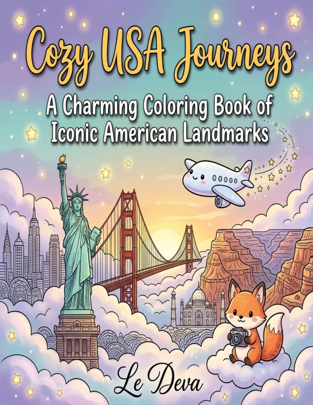 Cozy USA Journeys: A Charming Adult Coloring Book of Iconic American Landmarks and Scenic Wonders