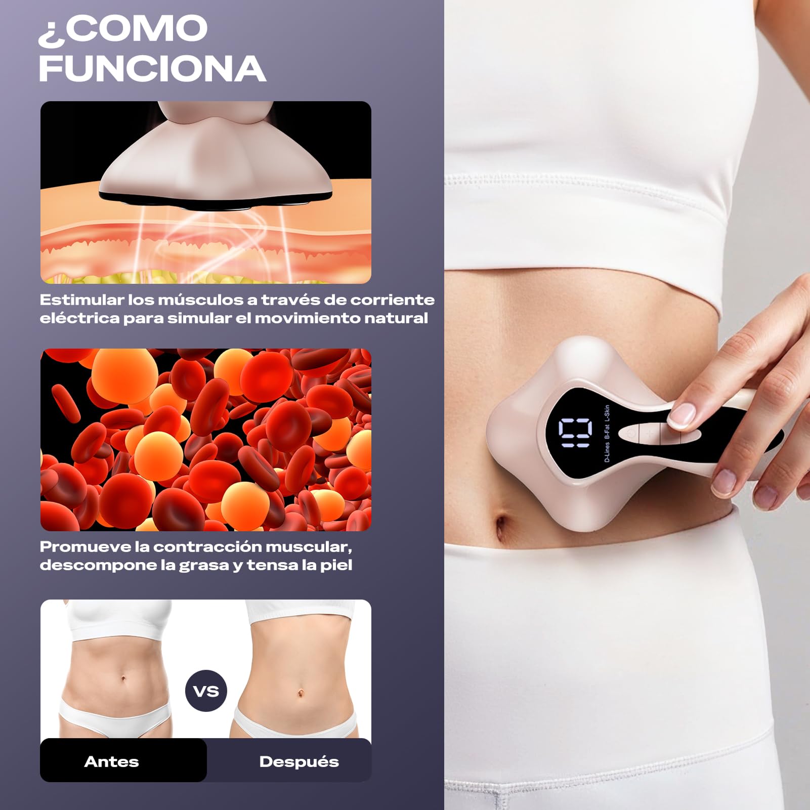 Masajeador Anticelulítico Profesional, 3 en 1 Masajeador Anticelulítico Eléctrico Unisex para Cintura, Vientre, Brazos, Glúteos y Piernas (Oro Rosa)