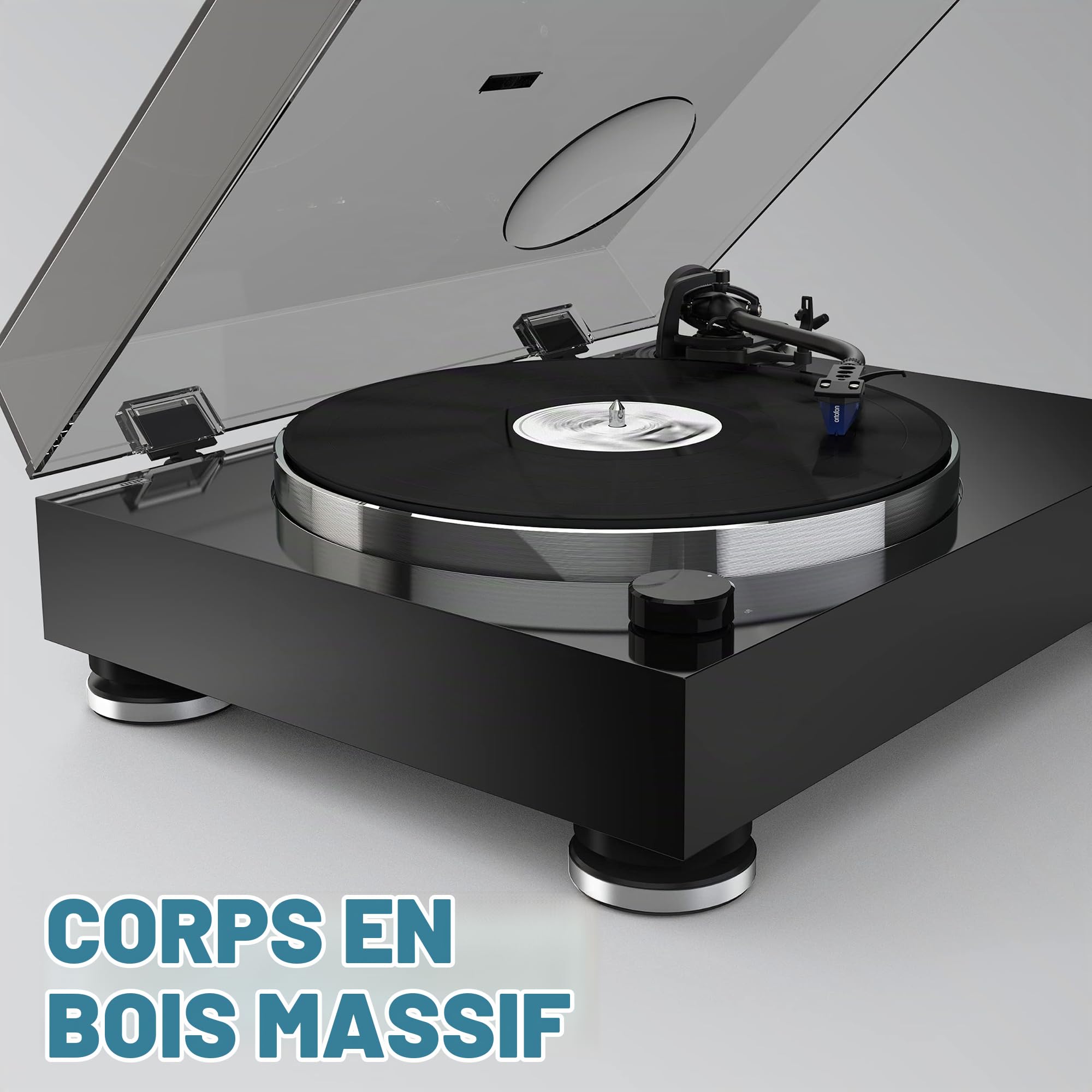 Reloop Turn X - Platine Vinyle Hi-FI Haut de Gamme avec Cellule Ortofon 2M Blue, entraînement Direct Super High Torque, contrôle précis de la Rotation, 3 Vitesses