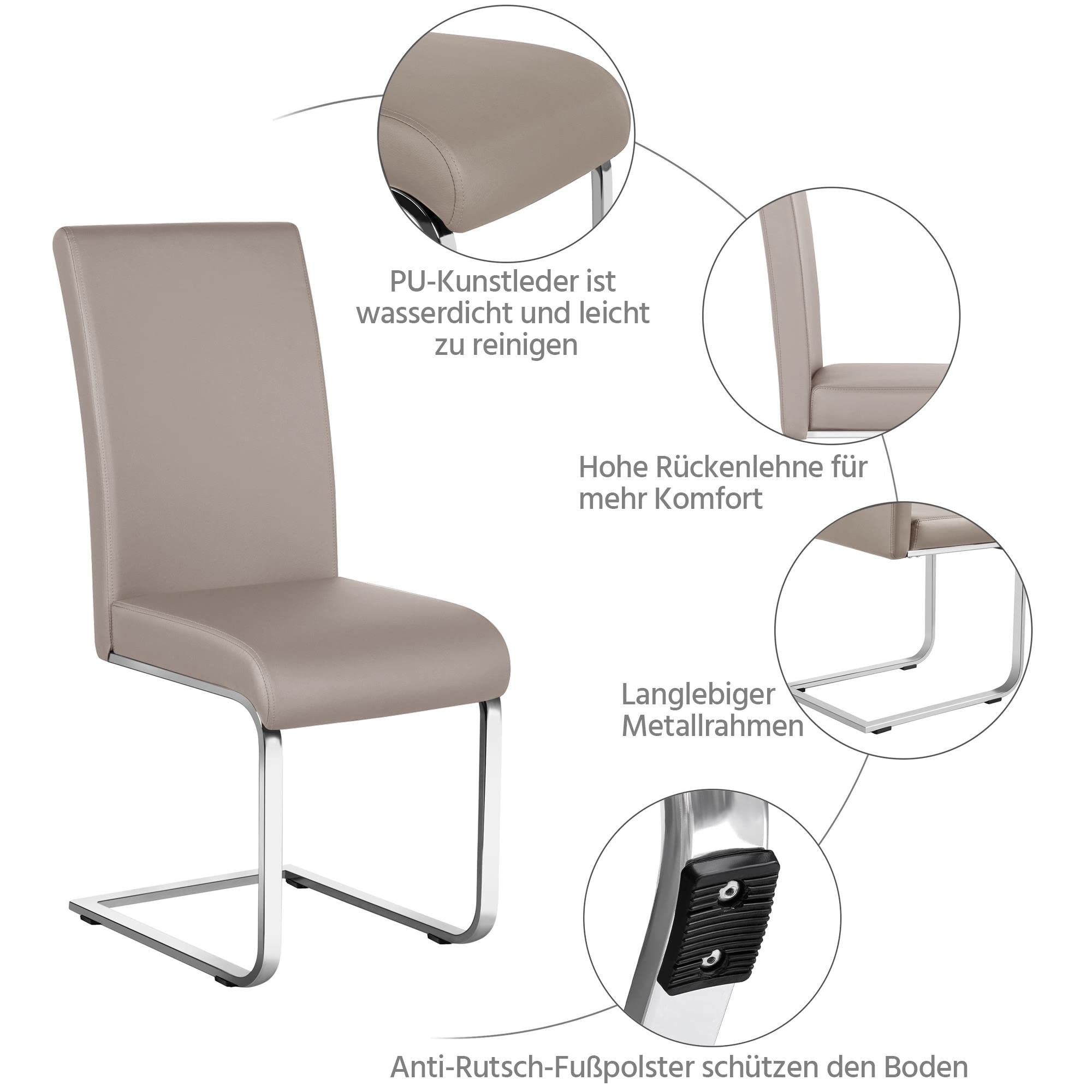 Yaheetech Esszimmerstühle 4er Set Freischwinger – Bild 5