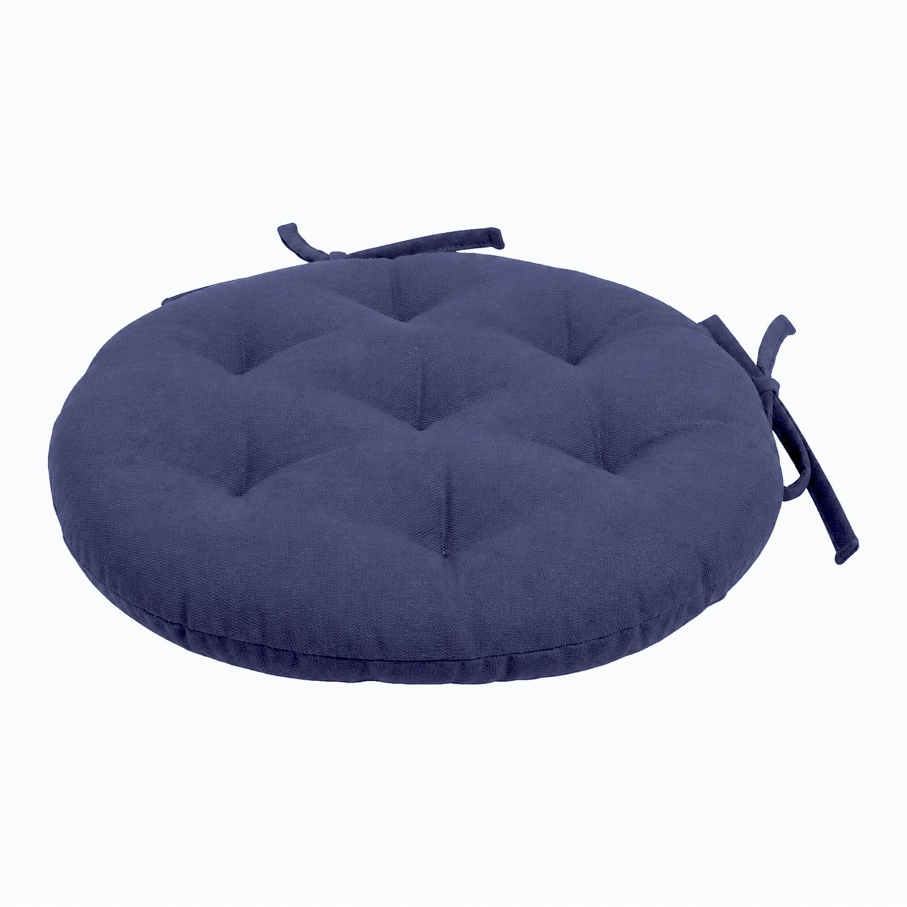 Harbour Housewares Round Seat Pad - 40 x 40cm Thick Cushion with Ties, Indoor Outdoor Chair Seat Pad for Dining Chairs, Garden, Patio & Bistro Seating - Navy