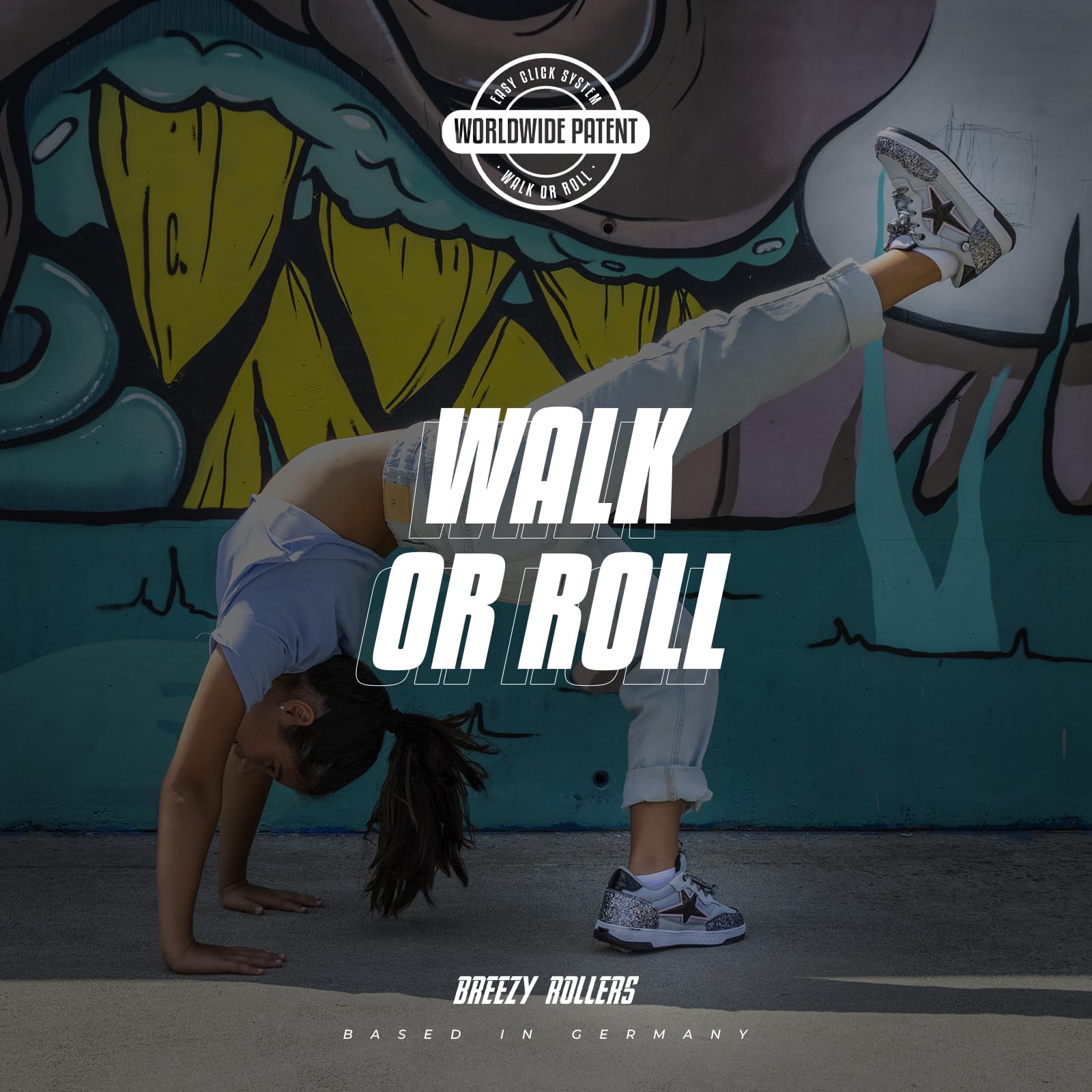 Breezy Rollers Zapatos con Ruedas para Niños | Zapatillas-Patines Infantiles | De Zapatos Callejeros a Patines en Segundos | Sistema de Clic Patentado | Zapatillas con Ruedas para Niñas y Niños