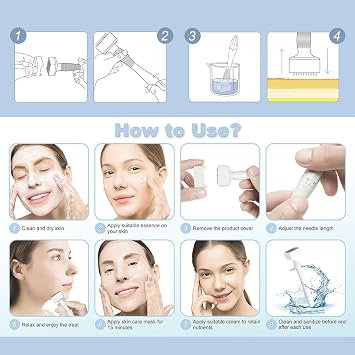 Derma Stamp - Adjustable 140 Microneedle Roller Set, Beard Microneedle Skin Roller, Adjustable Genuine Leather Stamp, 0.25-3 mm Microneedle Tool, Facial Skincare (140 needles)