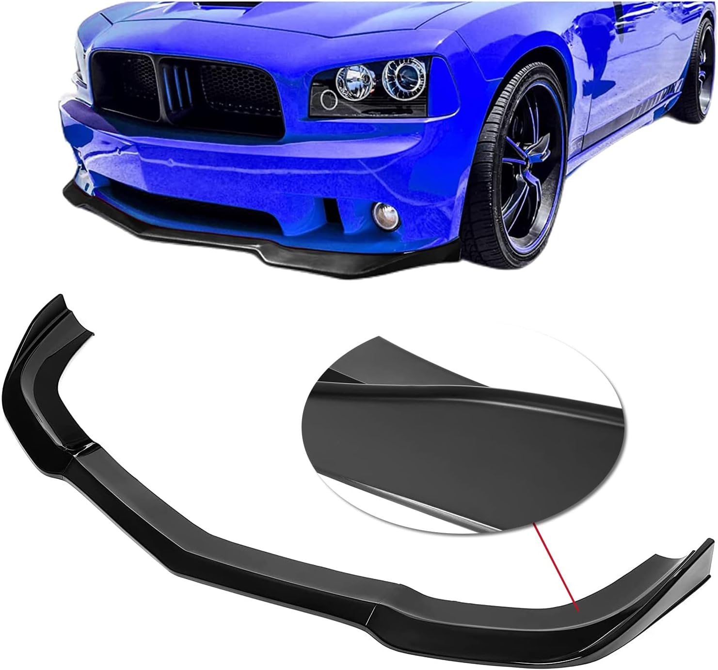 HECASA 3Pcs Front Bumper Lip Compatible with 2011-2014 Dodge Charger SRT Model Spoiler Splitter Body Kit Black Painted
