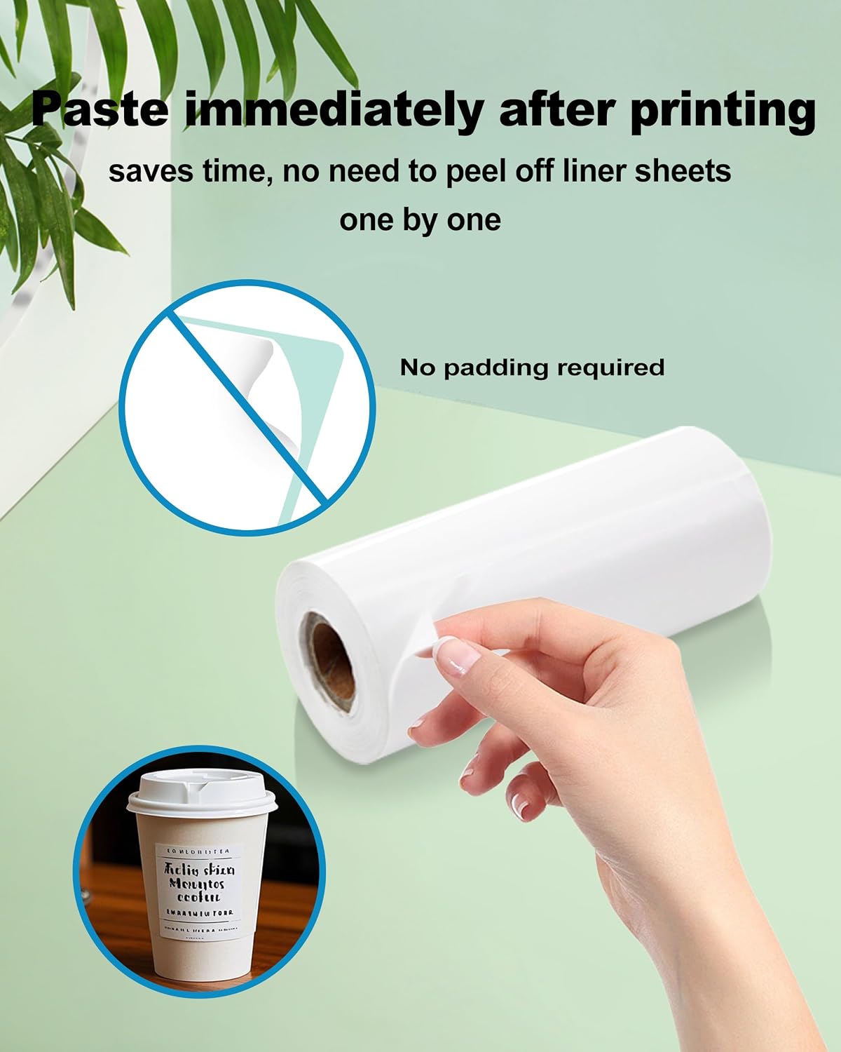 ZYWELL Sticky Thermal Paper 4 Roll,3.125"x 26.2',Liner-Free Label 80mm,Only Suitable for Linerless Printer,Without Backing Paper, Adhesive,Waterproof and Moisture-soaked Smooth Surface