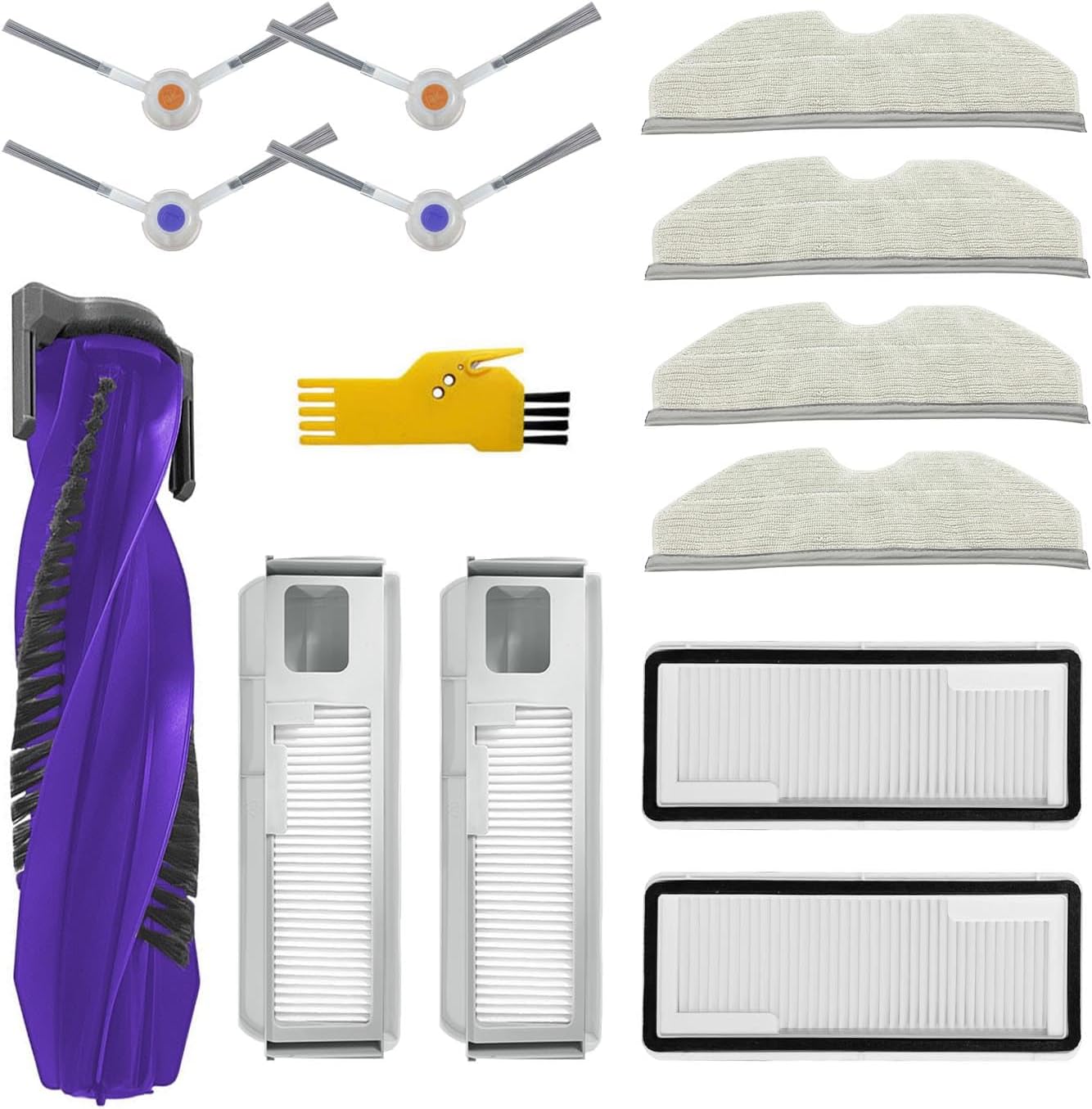Replacement Accessories Kit for Narwal Freo X Plus Robot Vacuum Cleaner 13 Packs 1 Main Brush, 2 Filters, 4 Side Brushes, 4 Mop Cloths, 2 Dust Bags