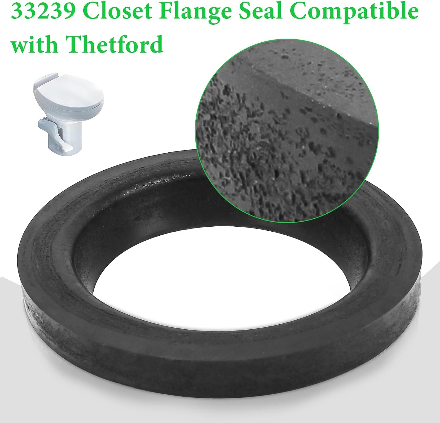 Closet Flange Seal 33239 Replacement for Thetford, Fits The Standard 3-inch RV Waste Hole - Black