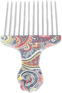 ANGGREK Afro Pick Comb - Stainless Steel Detangler for Curly Hair Styling Waist flower K4
