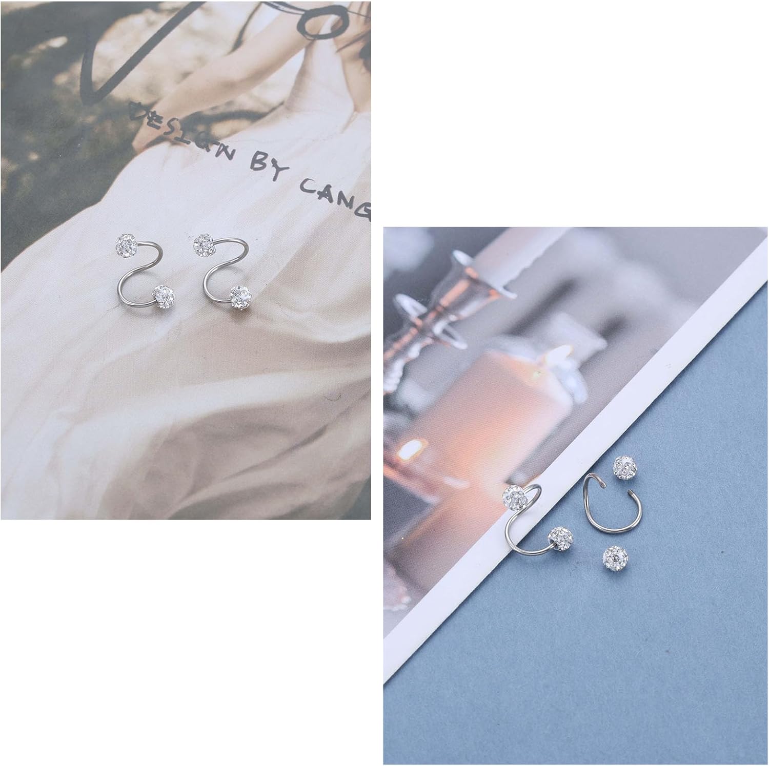 Boho Crystal Ear Cuff Earrings Silver Twist Wrap Spiral Earrings Cubic Zirconia Climber Studs Jewelry for Women - Image 4