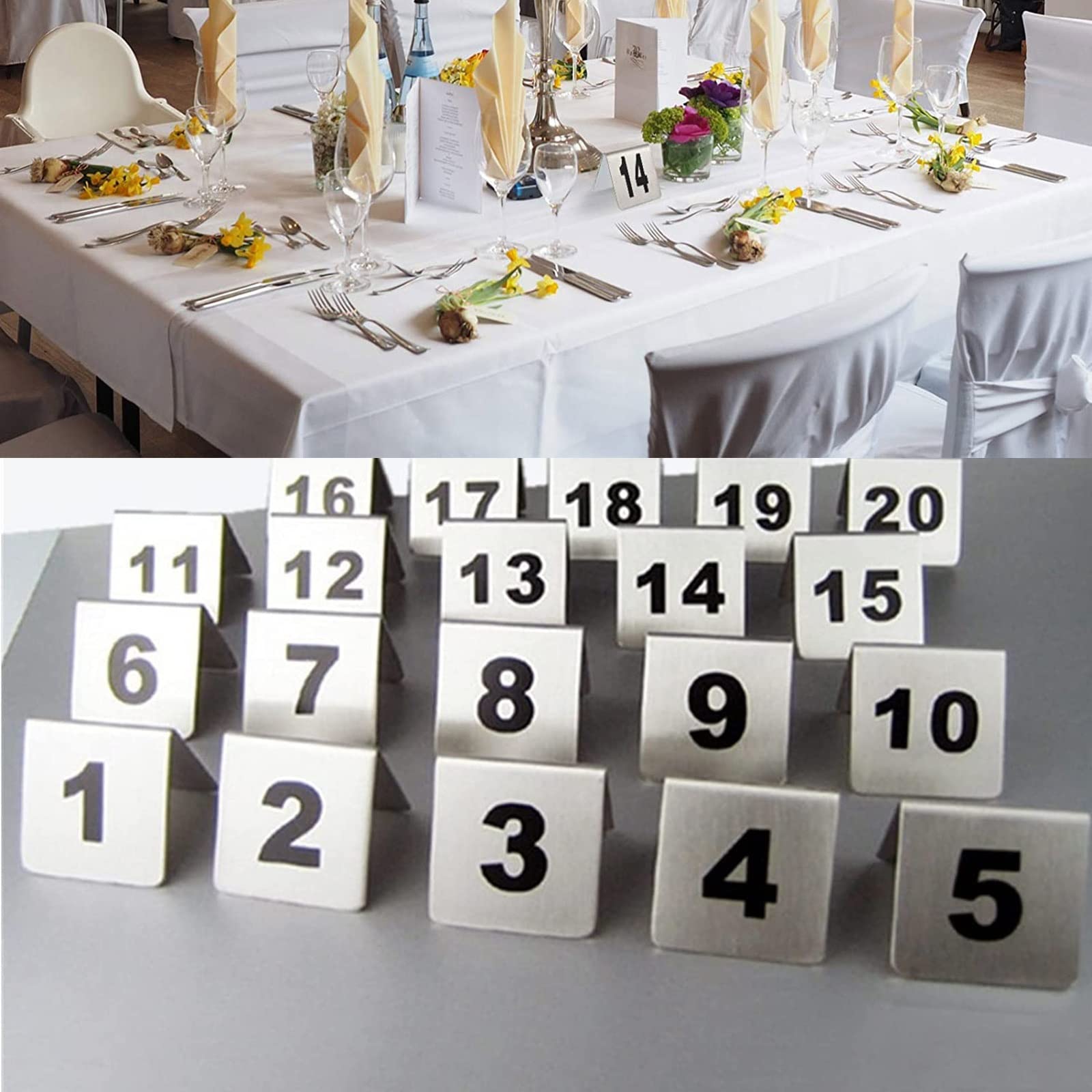 GTHTUHFD Table Nmbers Stainless Steel Table Number Signs For Restaurants And Cafes, Number 1-50/100, Stackable, Easy To Place And Space Saving, Table Numbers Cards Double-Sided/Si,Sier-1 to 100