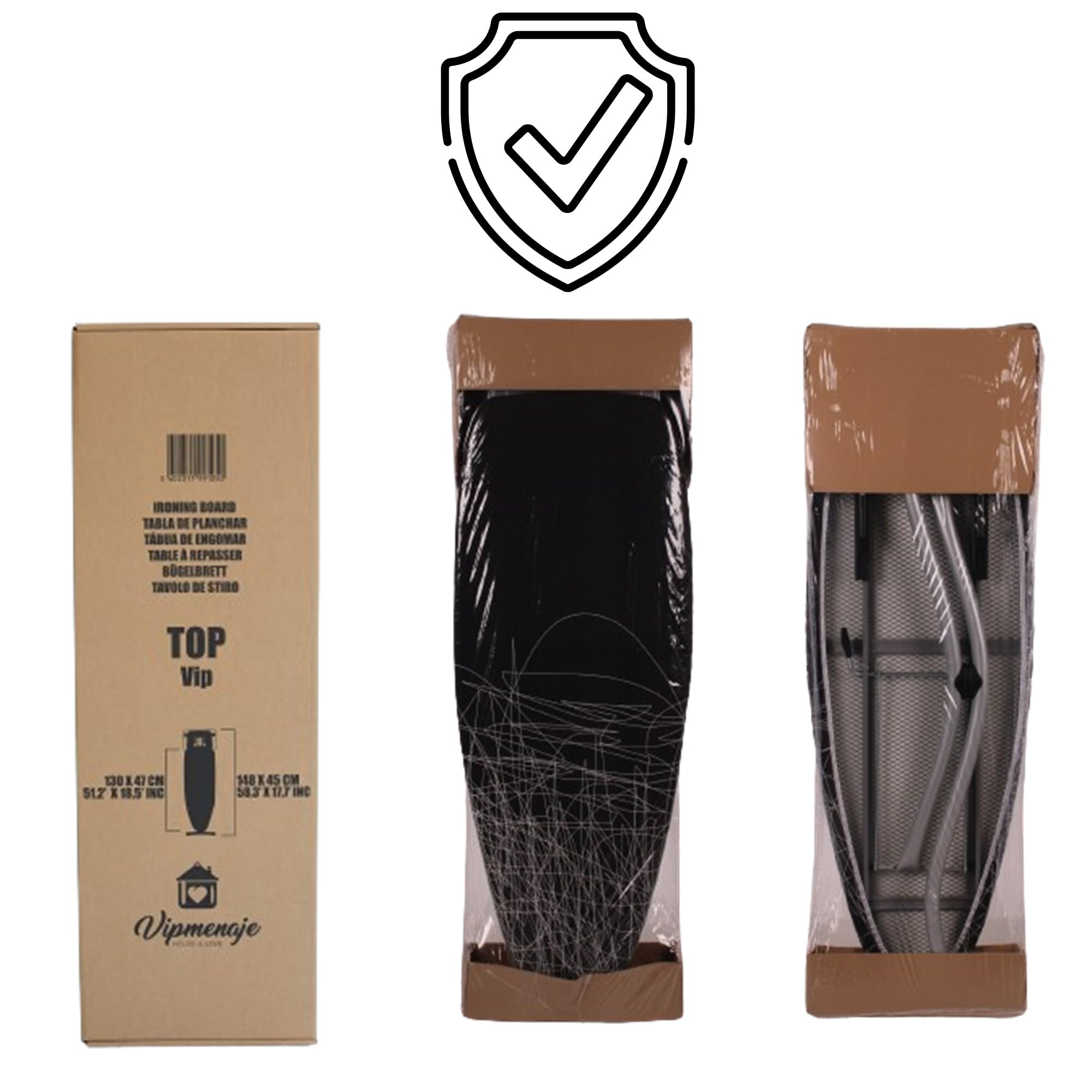 Tabla de Planchar Grande y Profesional | 130x47 cm | Plegable y Robusta | Altura Ajustable con Ruedas | Superficie XXL Ancha | Estable | ideal Centros de Planchado | Fabricada en Europa