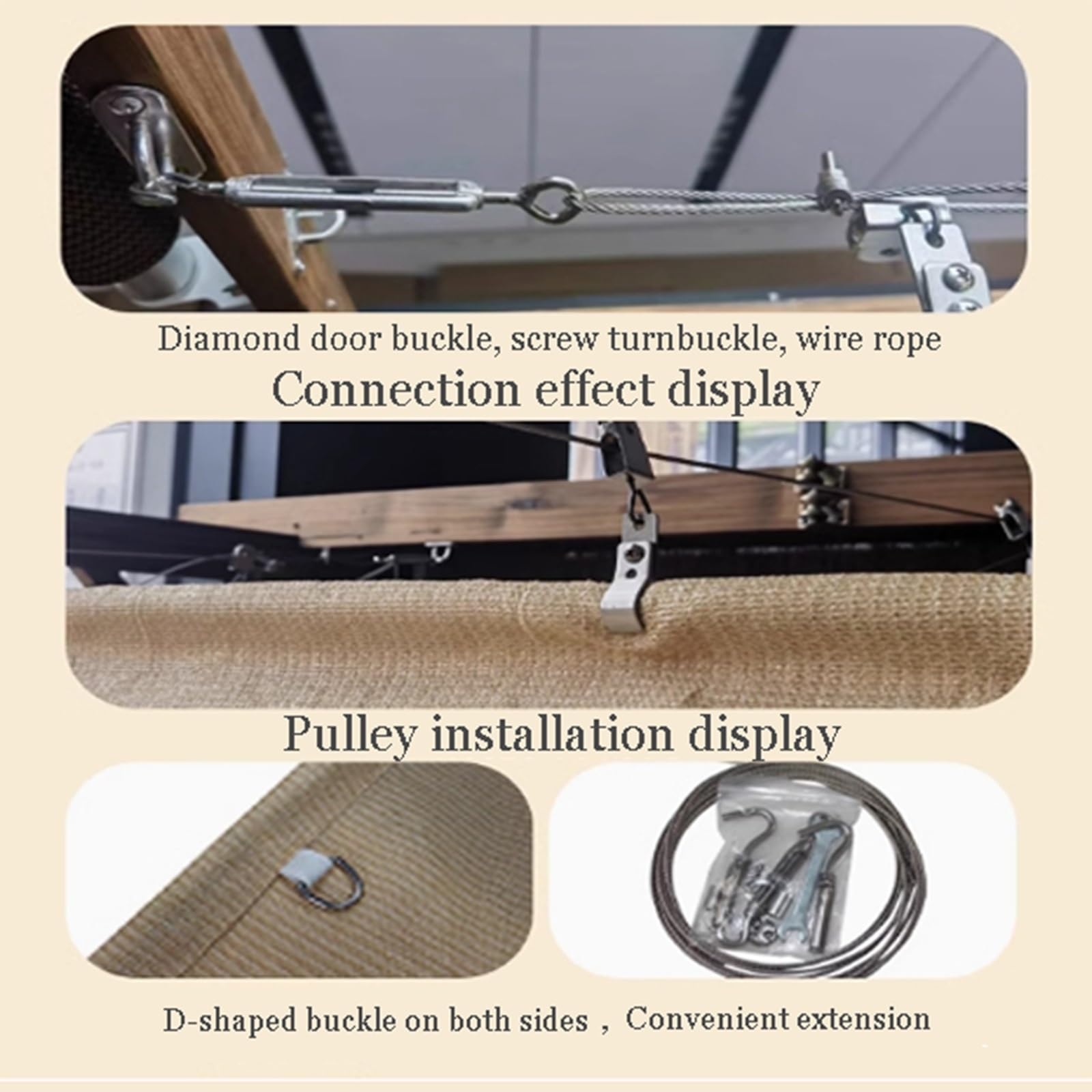 LYGSWDB Copertura per Vela da Esterno Regolabile con Blocco UV a Forma di U con Kit di Fissaggio da Sole Retrattile con filtraggio della Luce Traspirante 1,1 MX 4 m (3,6 Piedi x 13,12 Piedi)