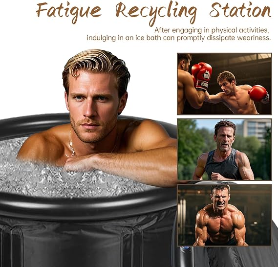 Ice Bath Tub for Athletes - Cold Plunge Tub Portable Ice Bath, Cold Plunge Tub with Cover for Recovery & Cold Water Therapy, Inflatable Cold Plunge for Indoor Outdoor 105 Gallons 85x85x75cm