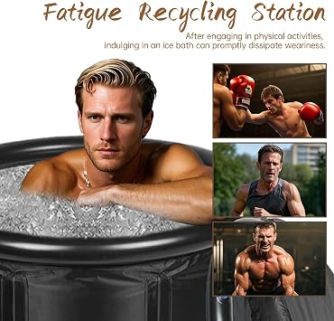 Ice Bath Tub for Athletes - Cold Plunge Tub Portable Ice Bath, Cold Plunge Tub with Cover for Recovery & Cold Water Therapy, Inflatable Cold Plunge for Indoor Outdoor 105 Gallons 85x85x75cm