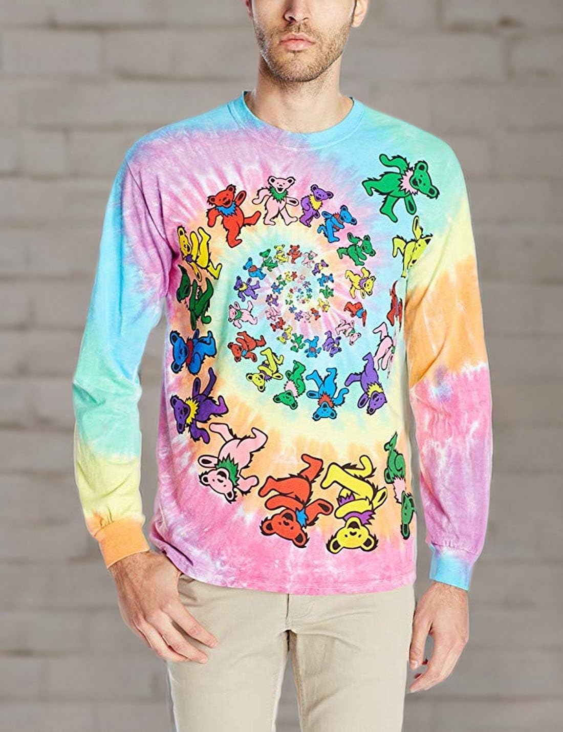 Liquid Blue Men's Spiral Bears Tie Dye Long Sleeve T-Shirt - Image 3