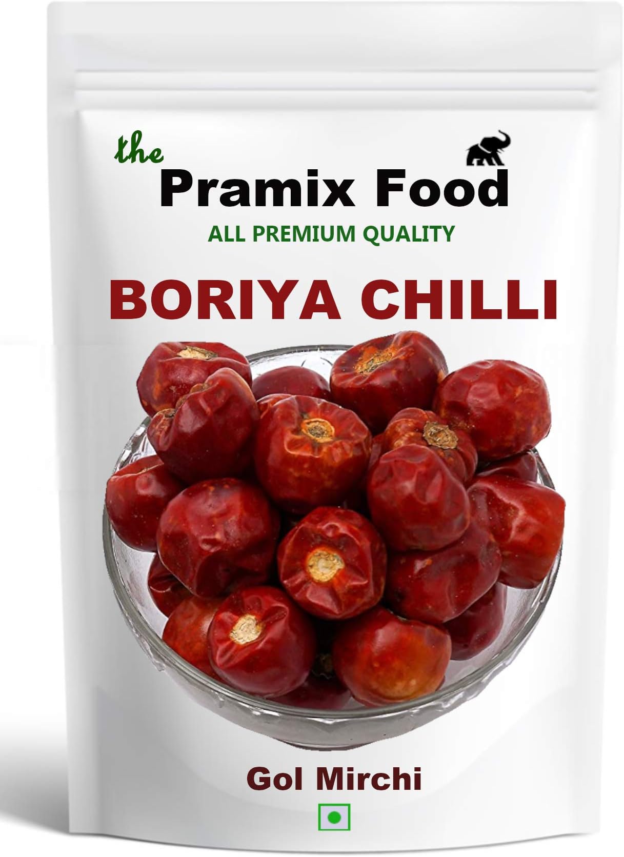 Pramix Whole Red Dry Boriya Chilli | Spicy Round Chillies | GOL Mirchi, 150g
