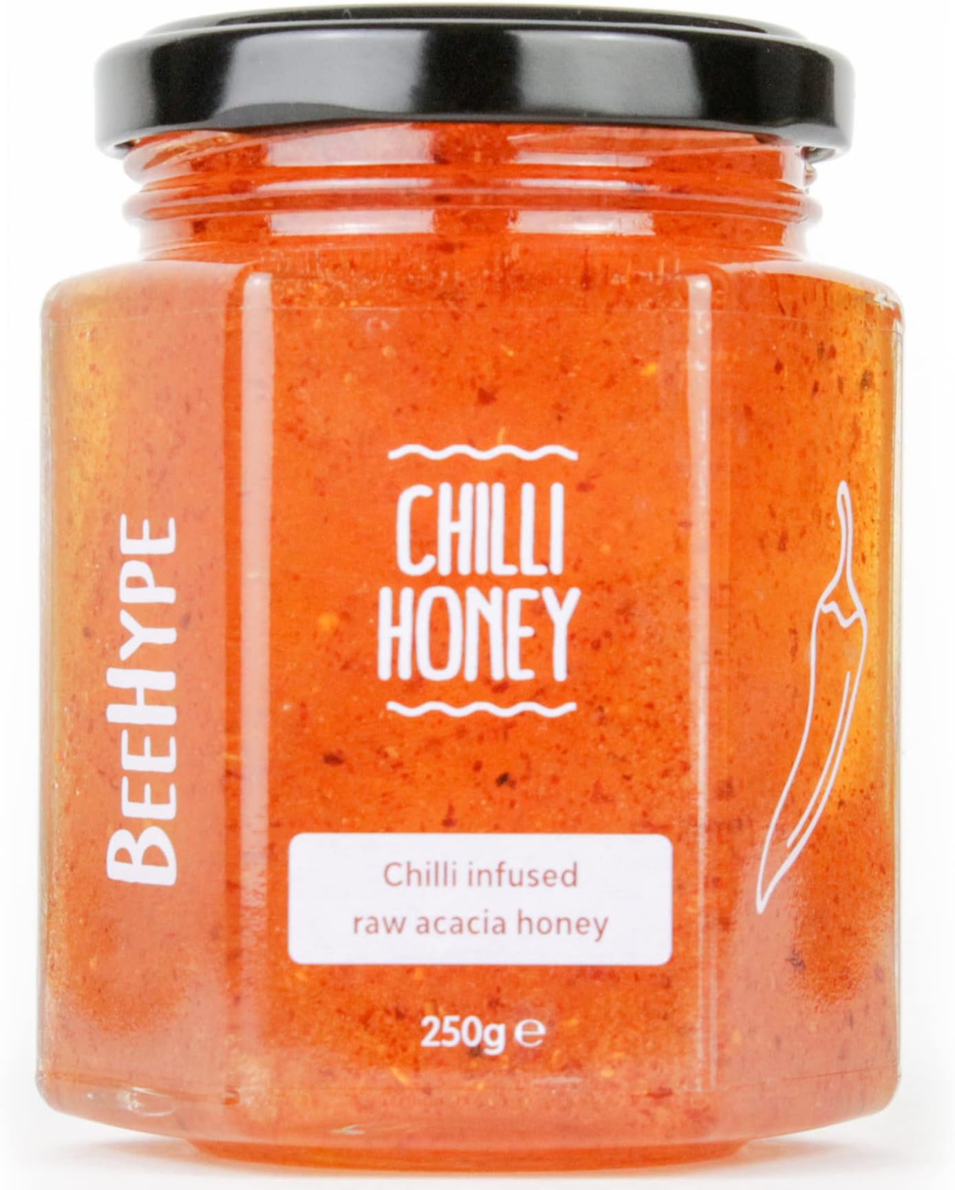 Chilli Honey - Pepperoncino Peppers in Natural Acacia Honey with NO Preservatives and NO Refined Sugars - Vegetarian, Nut and Dairy-Free - 250g