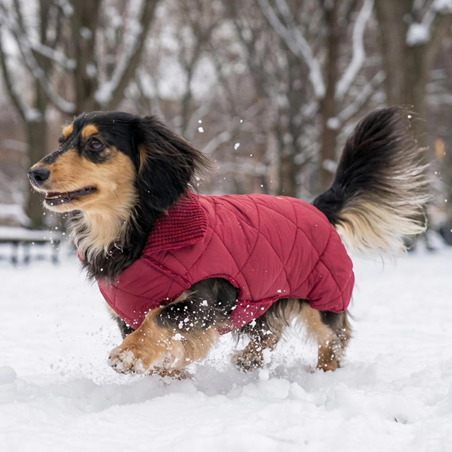 Fitwarm Reversible Quilted Dog Coat, Cozy Winter Clothes for Small Dogs Boy Girl, Windproof Thermal Pet Jacket, Red, Burgundy, Large