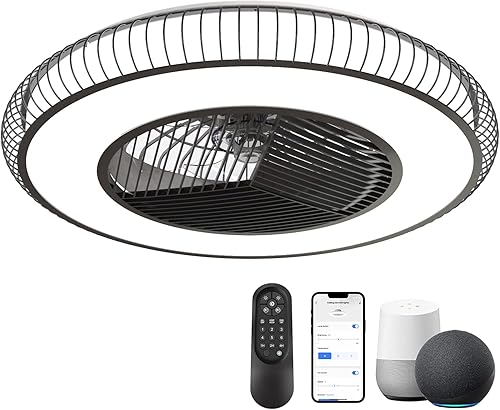 JHHF Ventilador de techo con control remoto de luces, iluminación de ventilador regulable, ventilador cerrado sin aspas de 22 pulgadas, montaje