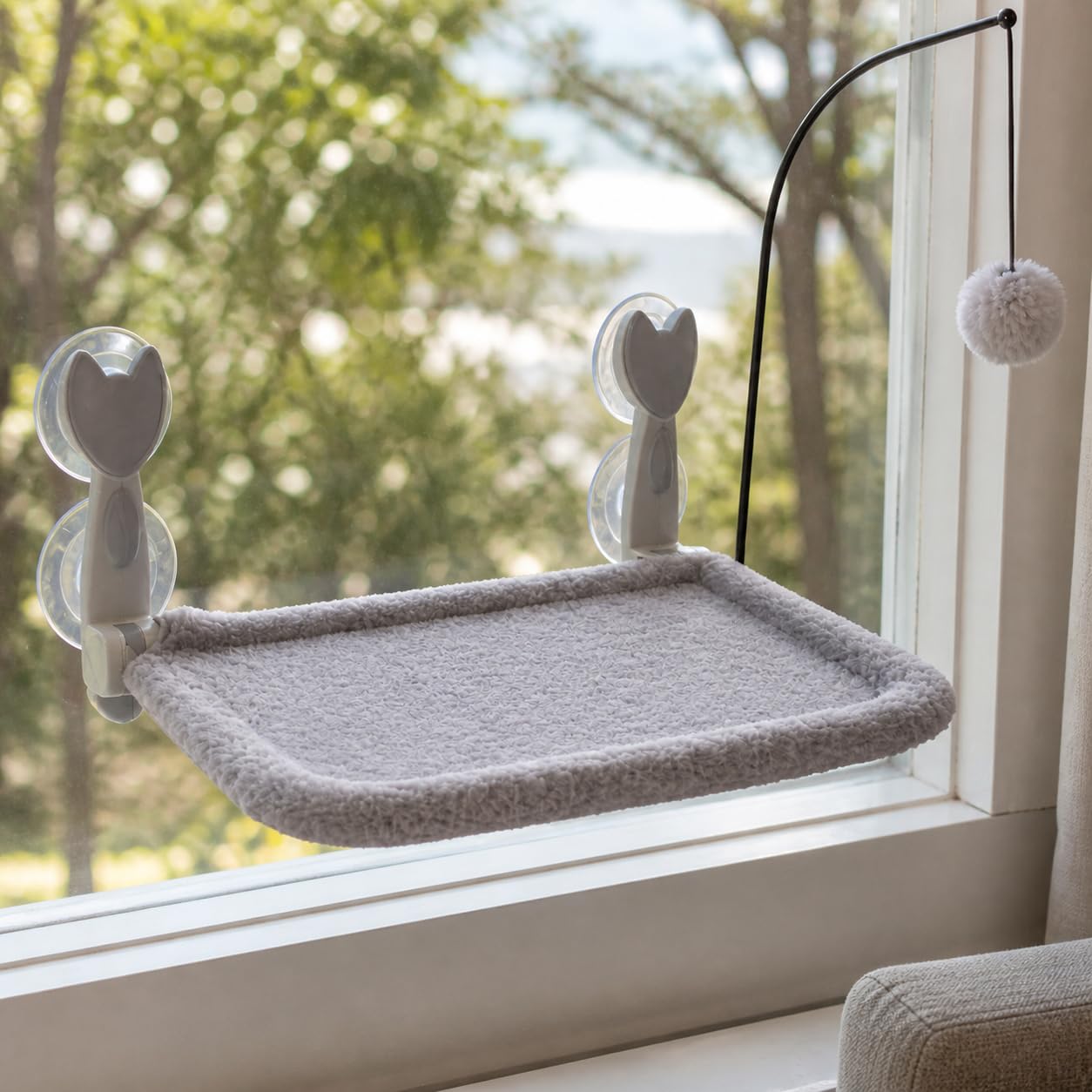 Gatti con Ventose Pieghevole, 灰色四季款（配逗猫棒）, 30 * 60cm | Fissaggio a ventosa, Cuccia Gatto Relax, Spazio dedicato gatto, For famiglie con gatti