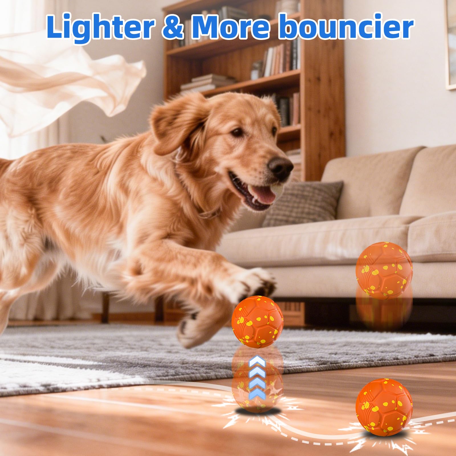 Pelota Interactiva Perro, Juguetes para Perros Inteligente, Pelota Perro Rebotadora Automatico, Juguete Inteligente con 3 Modos Recargable, Jumping Pelotas para Perros Medianos y Grandes