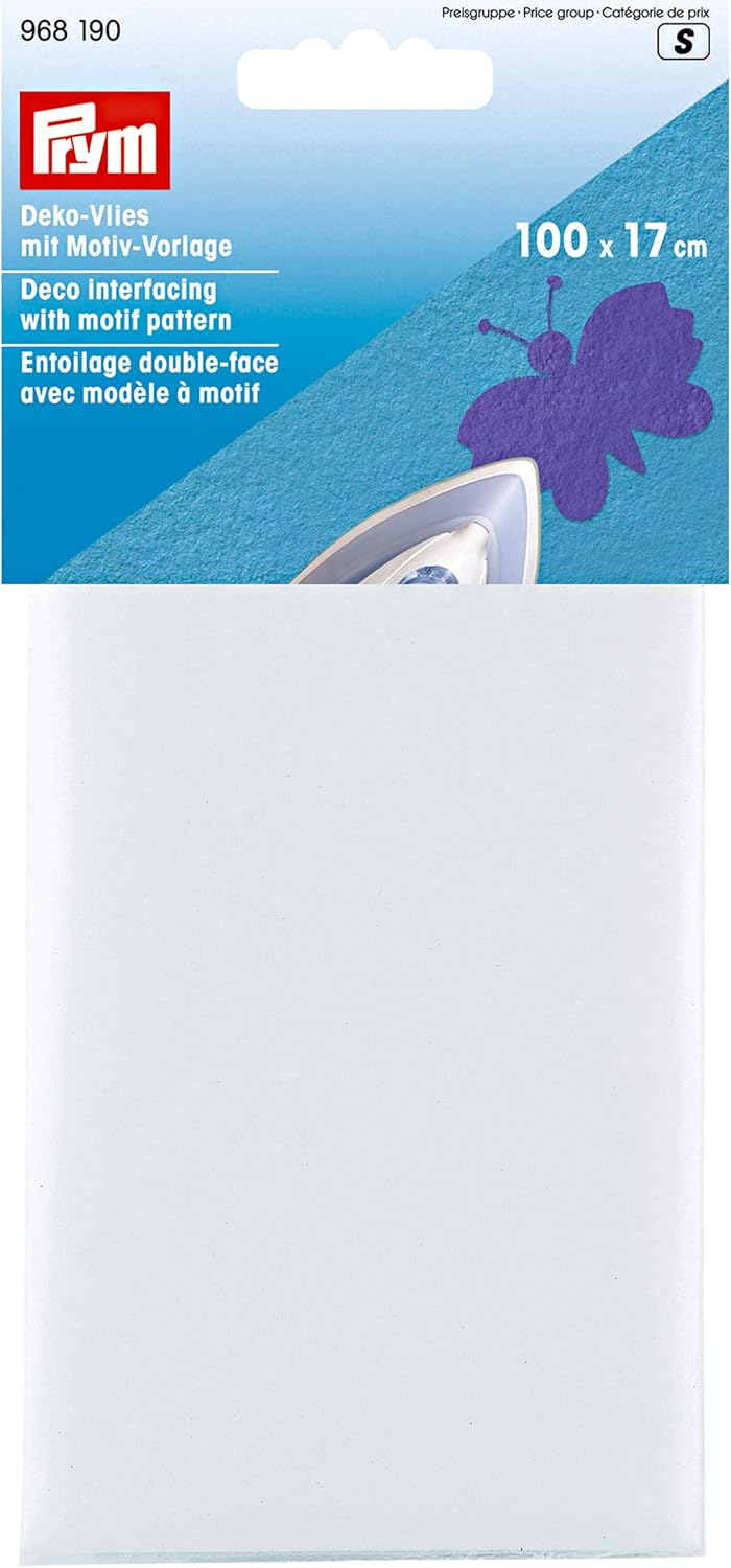 Prym 100 x 17 cm Deco Interfacing Includes Motif Patterns, White
