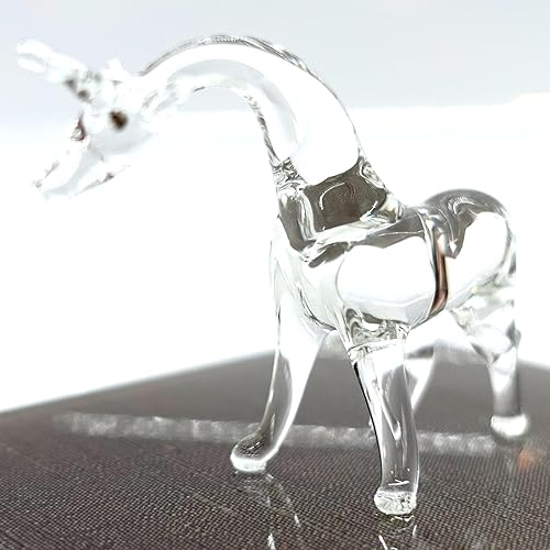 Miniatura 3 de Figuras miniatura de jirafa Stoop animales soplados a mano arte de vidrio coleccionable, decoración de regalo, transparente