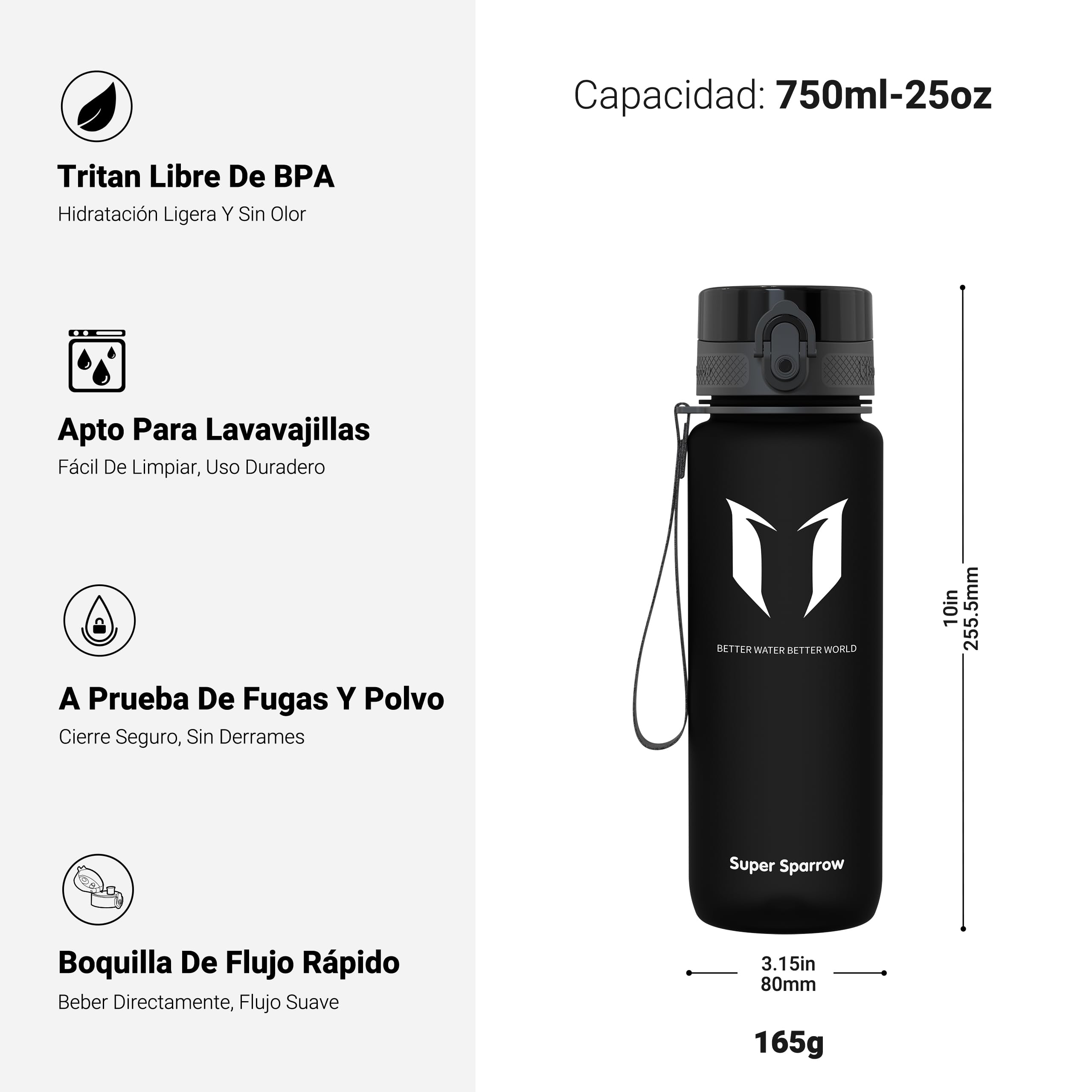 Visita la tienda de Super Sparrow Super Sparrow Botella de Agua Deportiva -350ml & 500ml & 750ml & 1000ml - Sin BPA in use