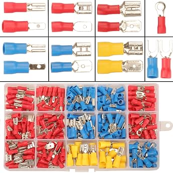 280pcs Cable Lugs Set 15 Type Cable Lugs Flat Connector Insulated Set Crimp Connector Assortment Blade Receptacles Crimp Cable Lugs Crimping Connector Car Electrical Assortment Electrical Connectors