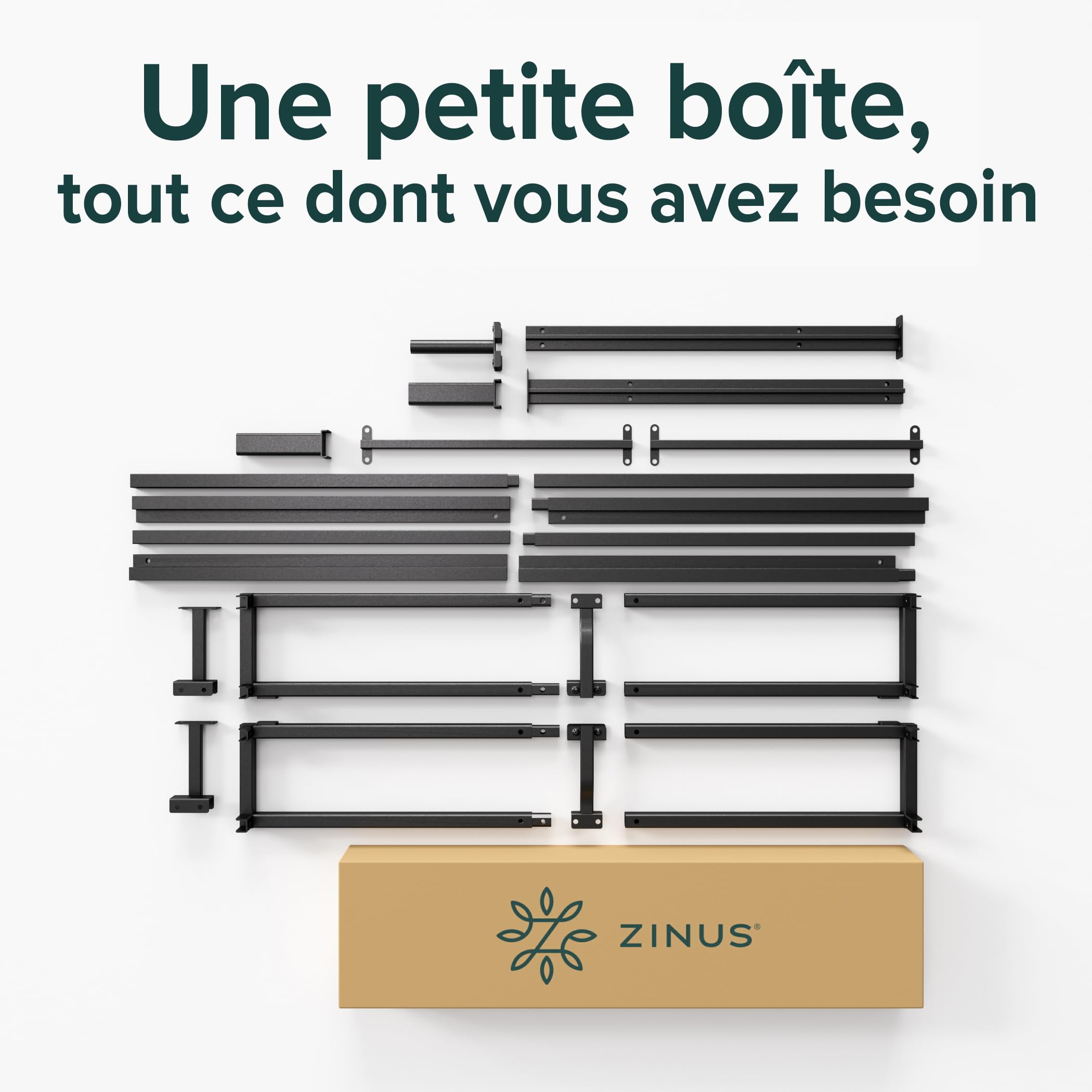 Zinus Joseph Sommier 140x190 cm avec Lattes en Bois - Cadre de Lit 2 Personnes en Métal - Hauteur 25 cm pour Rangement - Assemblage Facile - Noir