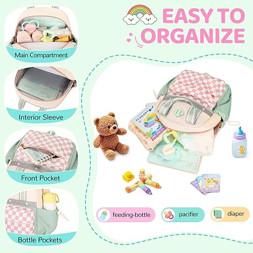 Miniatura 4 de Mochila infantil para niñas de 2 a 4 años, mini bolsa de pañales para preescolar, mochila para niños y niñas, para jardín de infantes, escuela