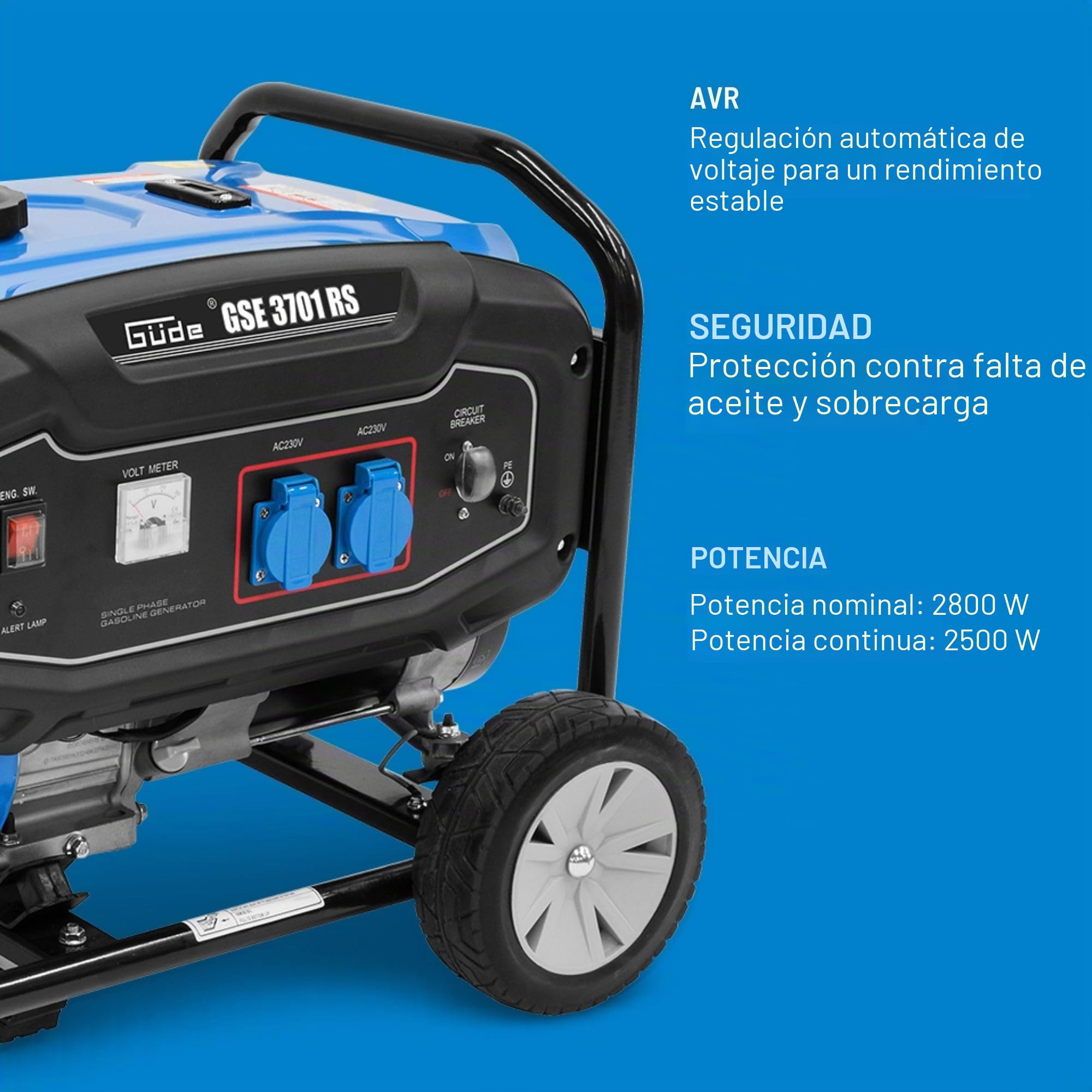 Güde Generador de corriente de gasolina GSE 3701 RS, Generadores Electricos
