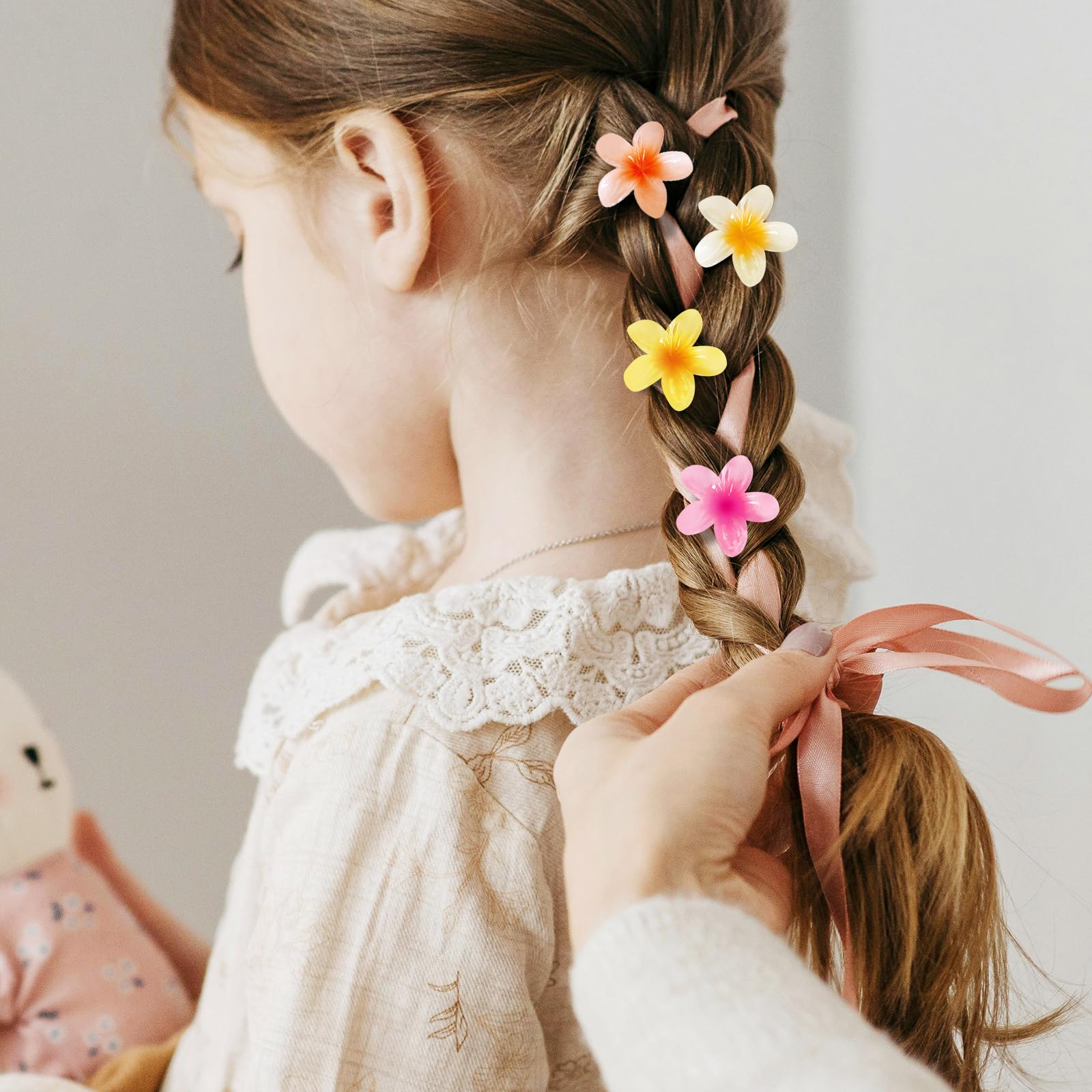 10Pcs Small Flower Hair Claw Clips for Women and Girls Mini Hawaiian Hibiscus Claw Clips - Image 3