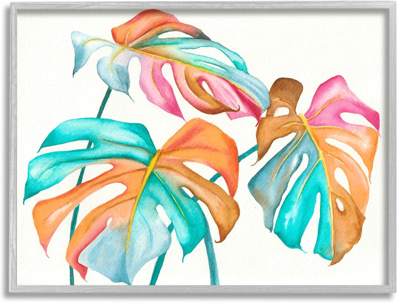 Stupell Industries Varied Rainbow Monstera House Plant Leaves Stems, Design by Elvira Errico