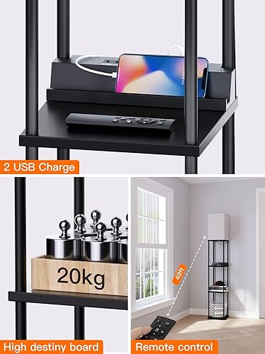 Miniatura 3 de addlon Lámpara de pie con estantes, lámpara de estante moderna de 4 niveles con bombilla inteligente RGB, lámparas de pie con control de aplicación