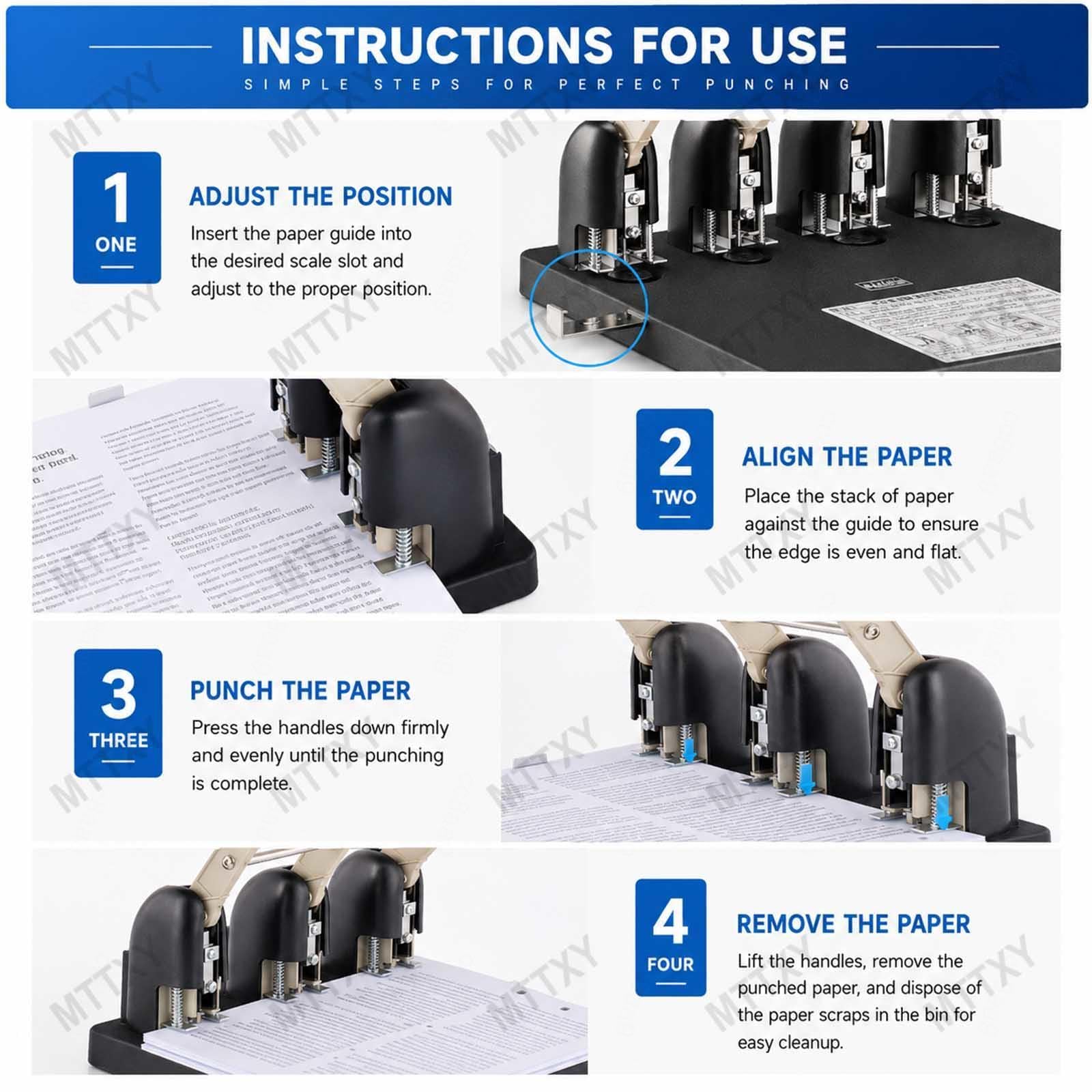 Perforatore Professionale 150 Fogli, Perforatrice 2 Fori 3 Fori 4 Fori in Metallo, Alta Capacità con Punzoni Sostituibili per Ufficio Archivio Documenti,3-Hole