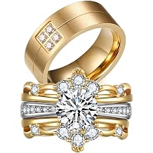 حلقات الزوجين خاتم المطابقة الأسود 1.5ct AAA CZ Women Women Ring Set for Him and Her Red Wedding Ring