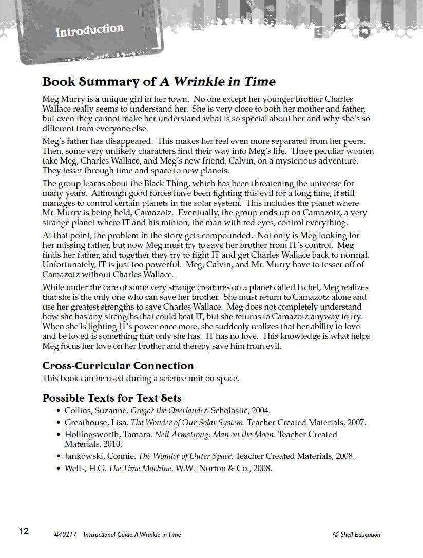 A Wrinkle in Time: Study Guide (Instructional material for 4-8th Grades) (Great Works) - Image 4