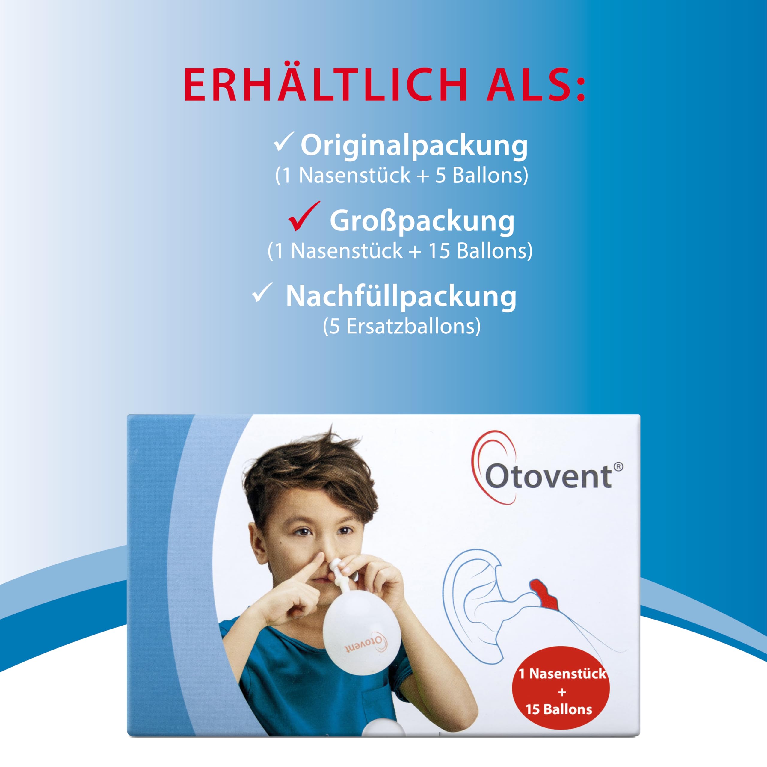 Otovent-System Kombipackung mit Nasenstück, Membranen und Einsatz, 1 pzas Paquete combinado