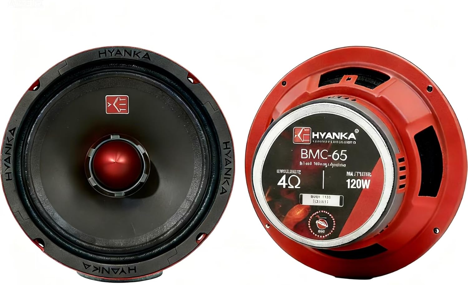 H YANKA BMC-65 6.5 Midrange Speakers Car Audio, 480 Watts 4 Ohms Bullet Design Door Speakers, Distortion-Free Sound, Ideal for Cars, Trucks, and More. (1 Pair)