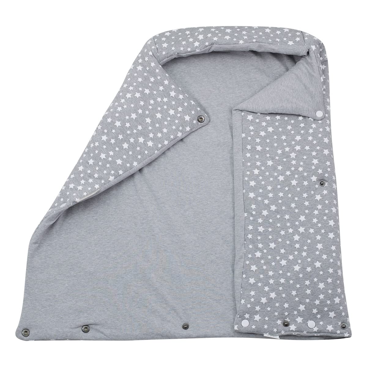 JYOKO Kids Saco Capazo para Bebé de Algodón Orgánico Extra Suave – Antialérgico, Protección Óptima contra el Viento y Frío – Ideal para Piel Sensible, Recién Nacidos y Bebés (White Star, Algodon)