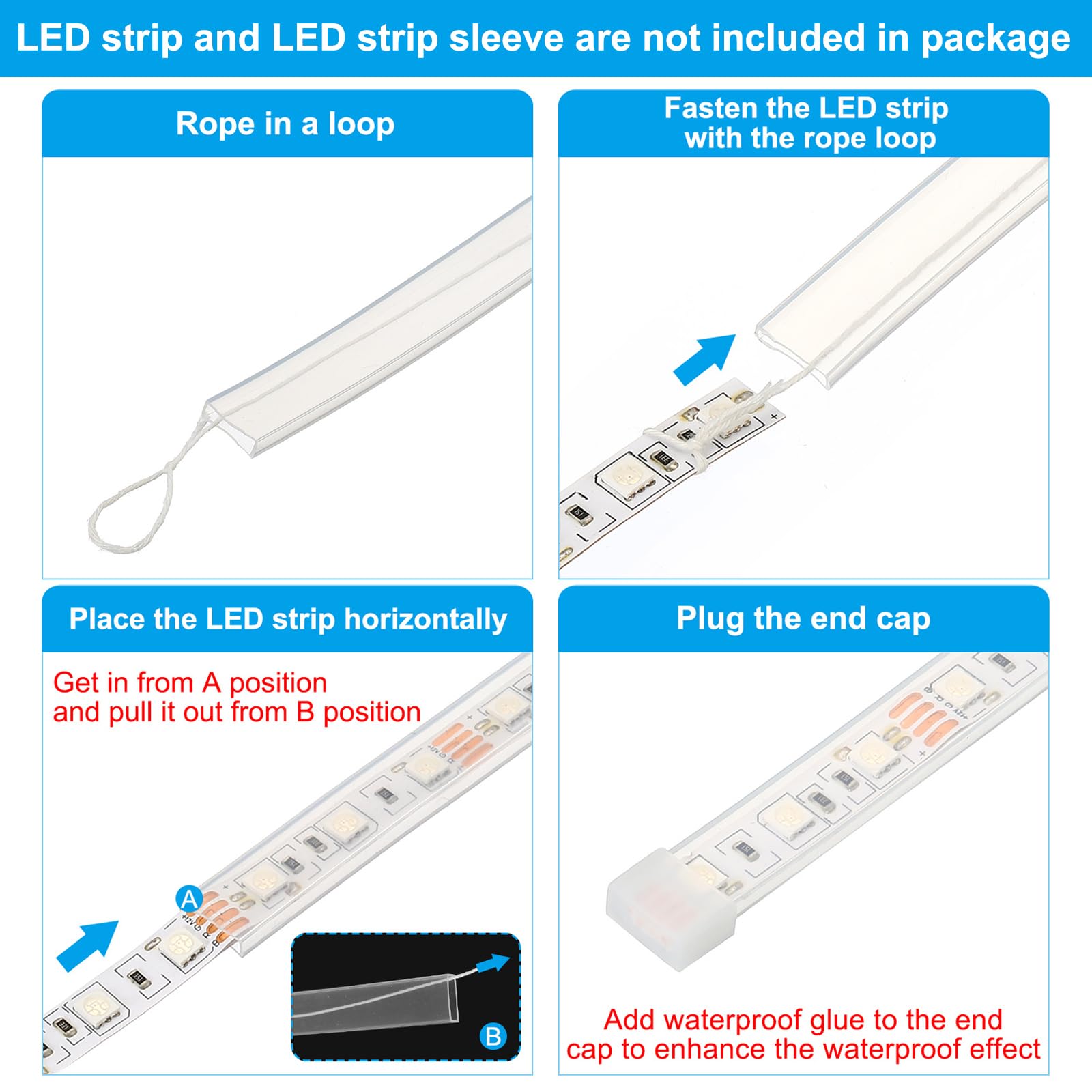 PATIKIL Silicone End Cap Plug Cover for Strip Light 40 Pack IP67 Waterproof Fit 3528/2835 8mm Wide LED Strip Light - Image 4